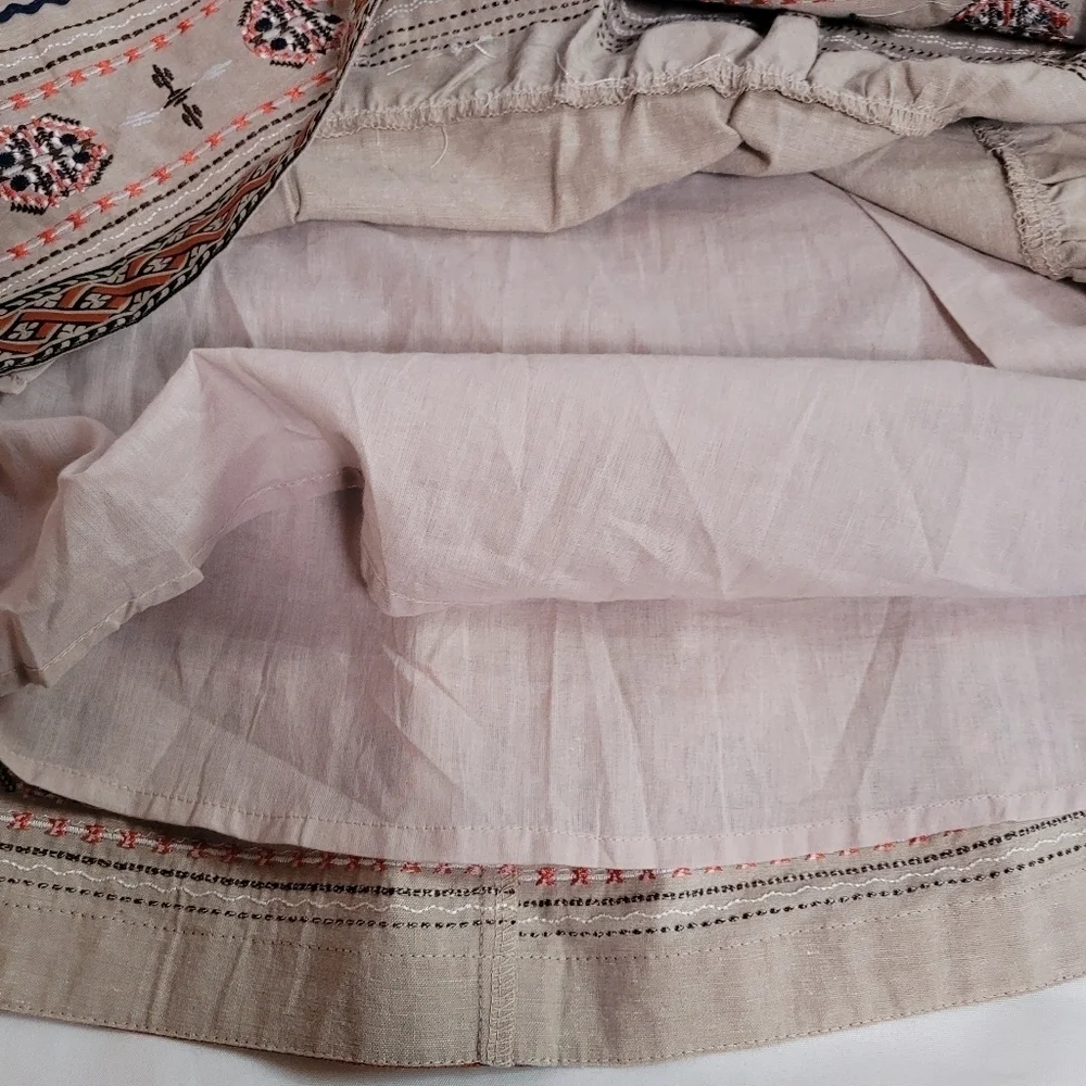 NWOT Esley Linen Blend Size L Southwestern Boho Mini Skirt